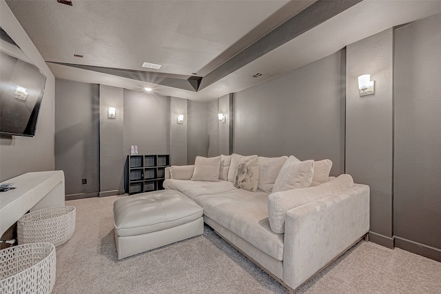 home theater room with carpet