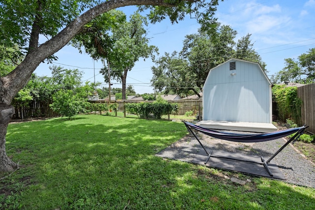 view of yard featuring a shed