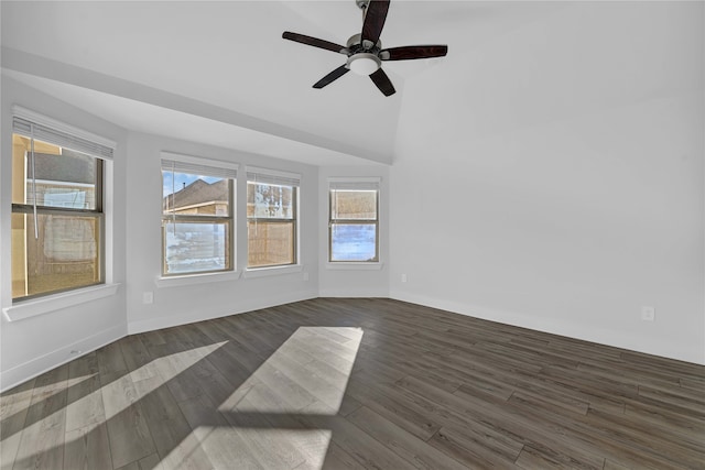 spare room featuring dark hardwood / wood-style floors and ceiling fan