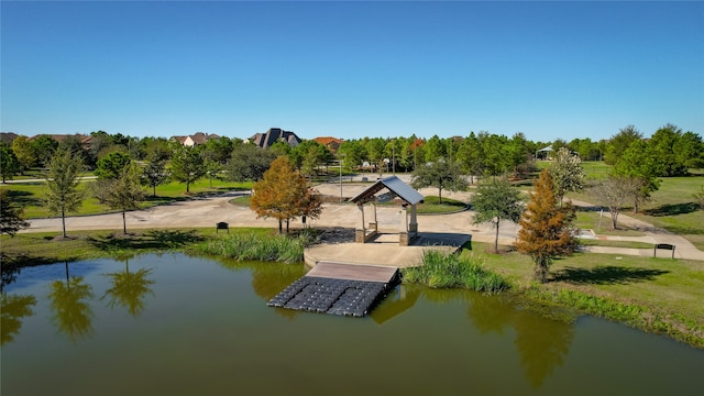 exterior space featuring a water view