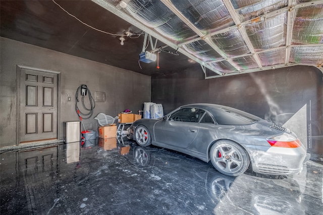 garage with a garage door opener