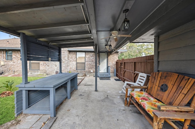 view of patio / terrace with ceiling fan