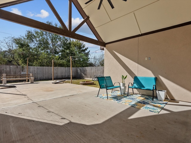 view of patio with ceiling fan