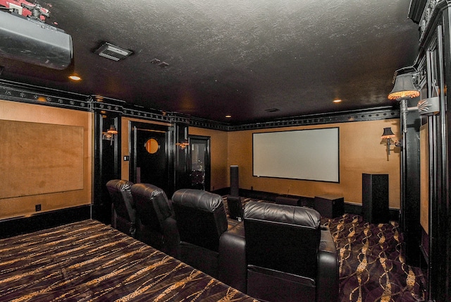 view of carpeted home theater room