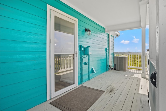 wooden terrace with cooling unit