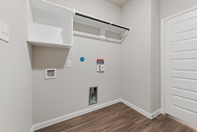 laundry room featuring dark hardwood / wood-style floors and hookup for a washing machine