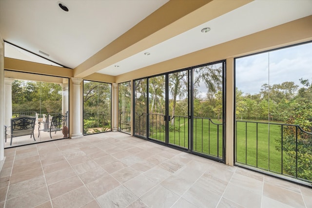 view of unfurnished sunroom