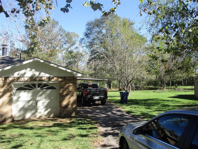 view of property exterior featuring a yard and a carport