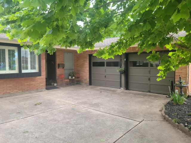 exterior space with a garage