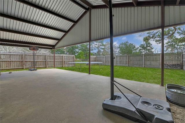 view of patio / terrace with a trampoline