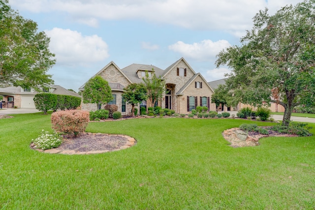 view of front of home with a front lawn