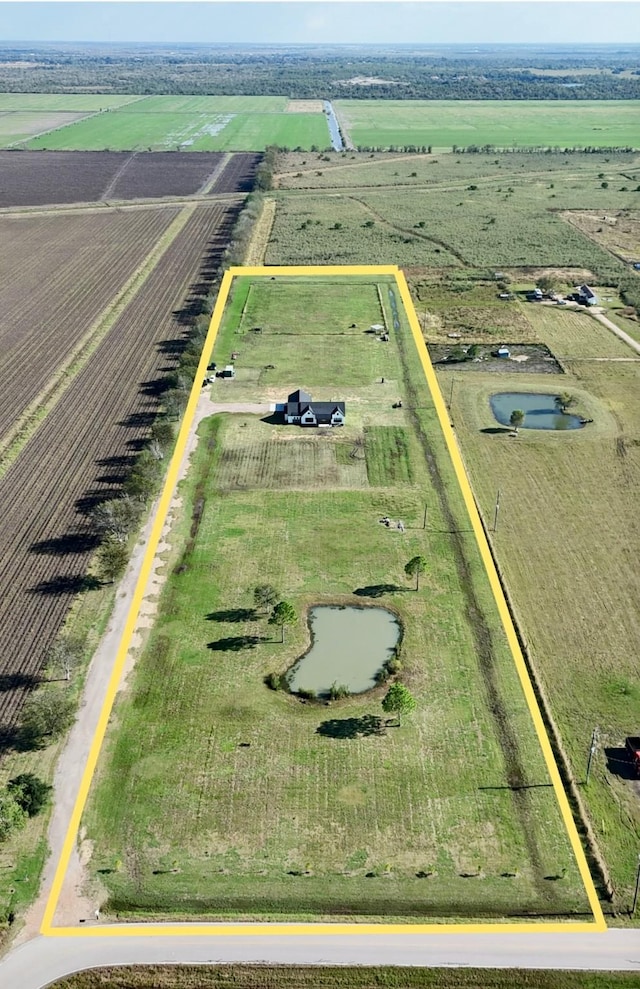 15007 Barak Rd Unit P, Guy, TX 77444 - view of rural area featuring property boundaries highlighted, rows of crops, and a large body of water