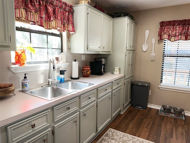 kitchen featuring dark wood-type flooring, sink, and a wealth of natural light