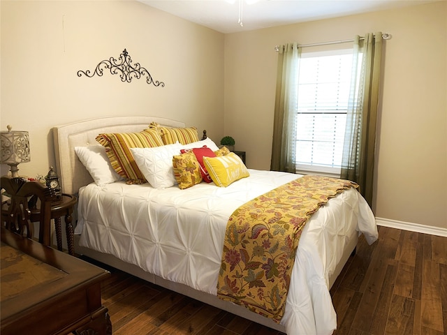 bedroom featuring dark hardwood / wood-style floors