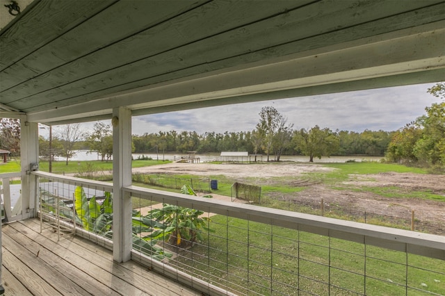 deck with a water view