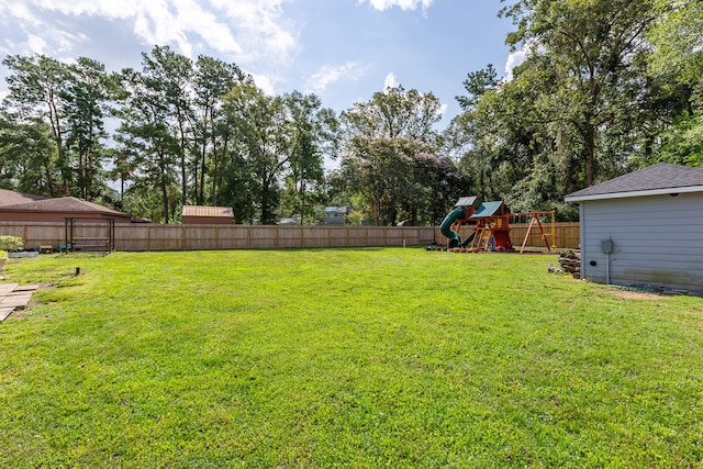 view of yard featuring a playground