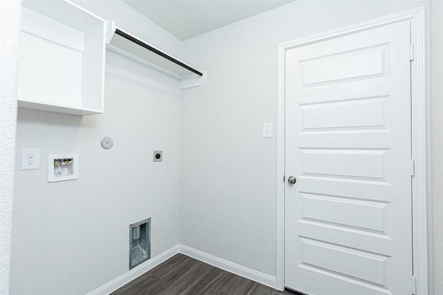 laundry area featuring washer hookup, dark hardwood / wood-style floors, hookup for a gas dryer, and electric dryer hookup