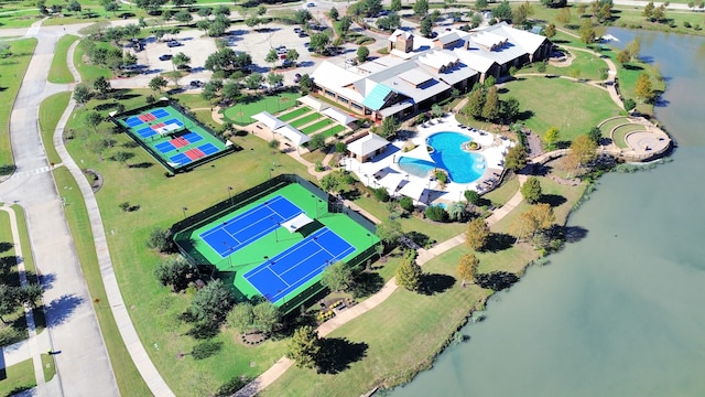 bird's eye view featuring a water view