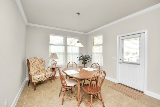 dining room with ornamental molding