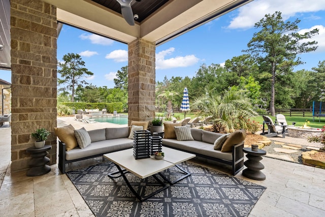 view of patio with an outdoor living space