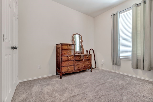 living area with light colored carpet