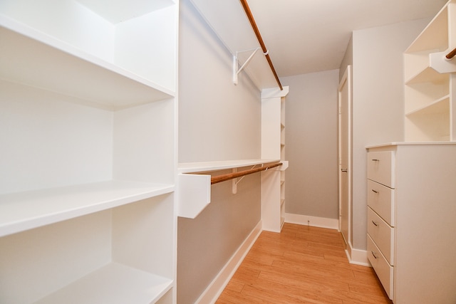 spacious closet featuring light hardwood / wood-style floors