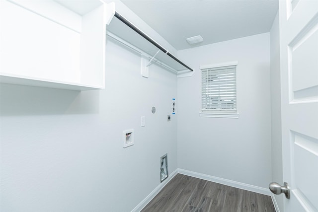 laundry area featuring washer hookup, dark hardwood / wood-style flooring, gas dryer hookup, and electric dryer hookup