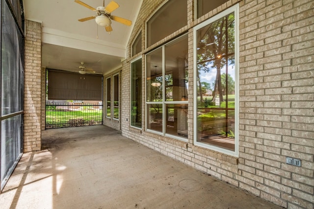 view of patio with ceiling fan