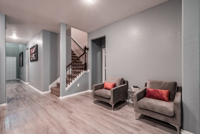 living area featuring light hardwood / wood-style flooring