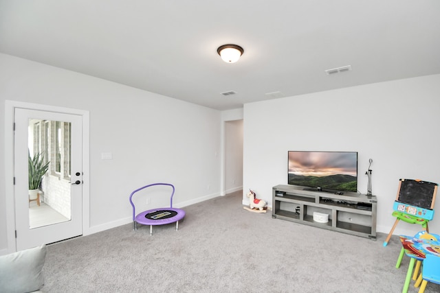 playroom with carpet floors