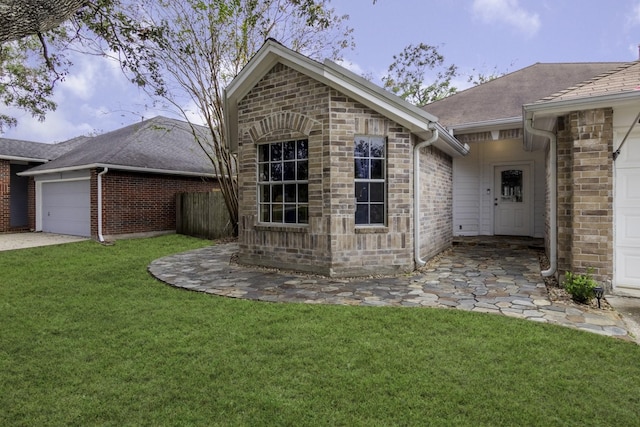 view of outbuilding with a lawn