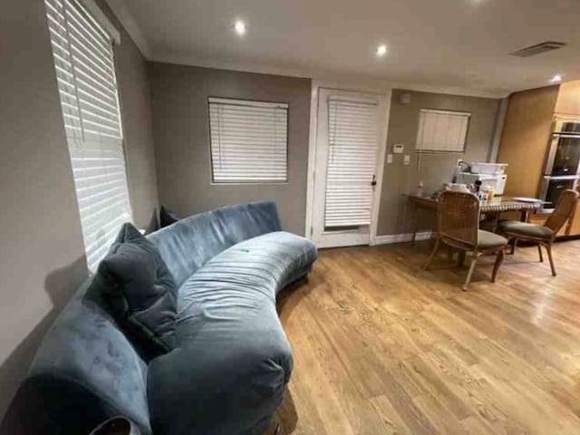 living room featuring light hardwood / wood-style floors