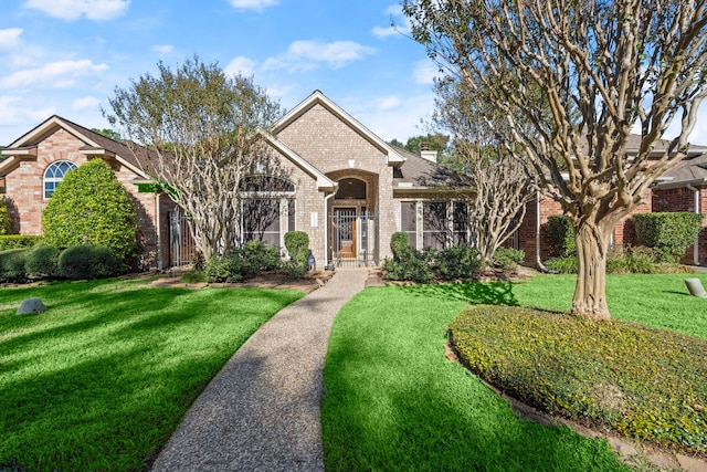 view of front of property featuring a front lawn