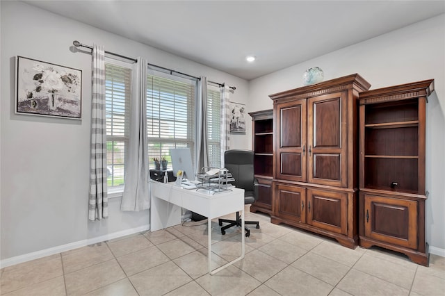 office space featuring light tile patterned flooring