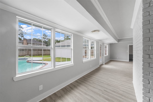 interior space with beam ceiling