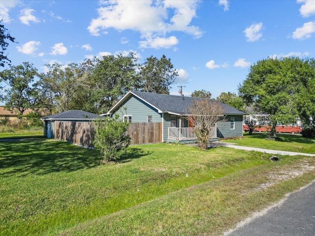 ranch-style home with a front lawn