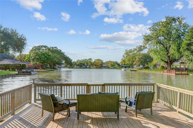 deck with a water view