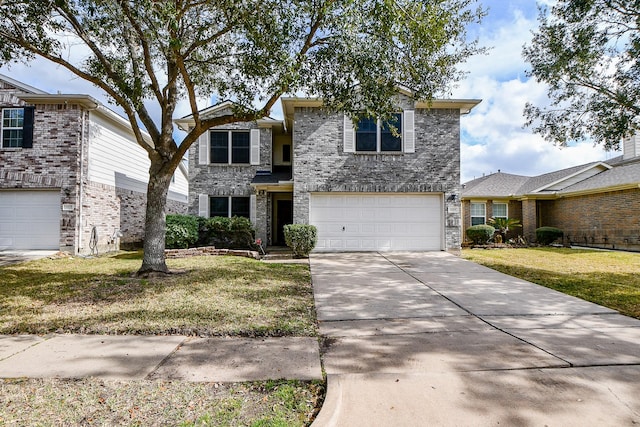 front of property featuring a garage and a front yard