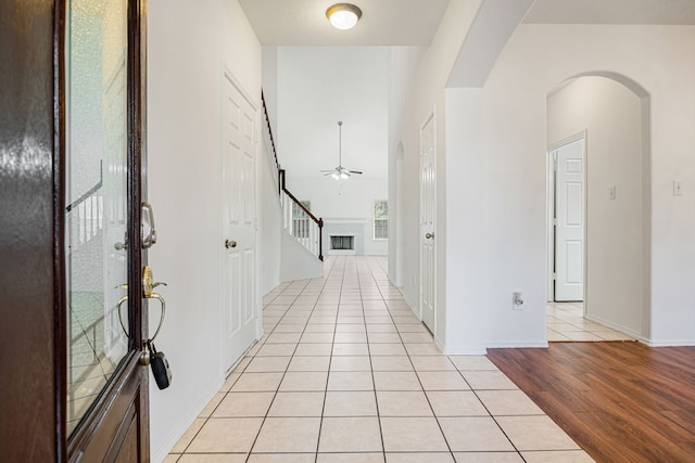 hall with light hardwood / wood-style flooring