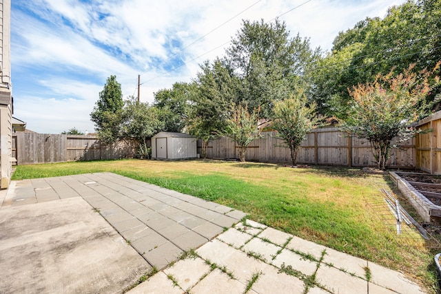 view of patio / terrace with a storage unit