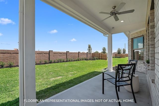 view of patio / terrace with ceiling fan