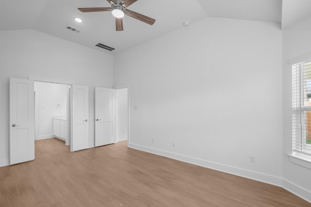 unfurnished bedroom with visible vents, baseboards, and light wood-type flooring