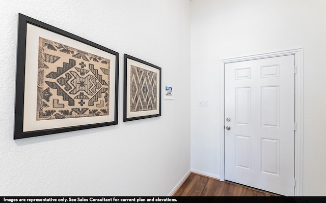 interior space with dark hardwood / wood-style floors