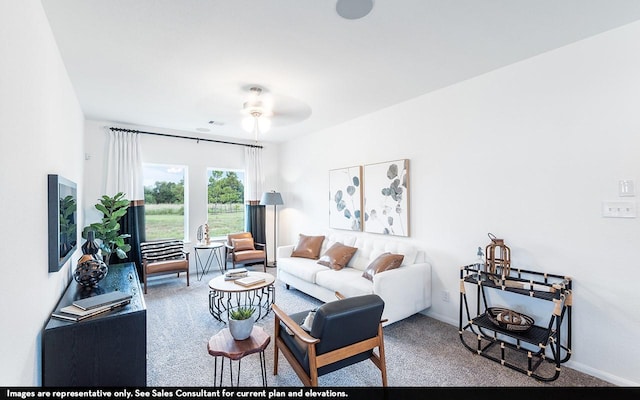 13113 Sapphire Lake Ln, Texas City, TX 77568 - living room featuring carpet floors and ceiling fan