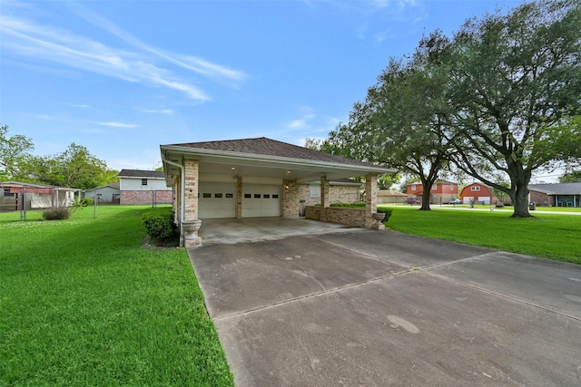 102 N Noble Rd, Texas City, TX 77591 - view of front of home with an attached garage, concrete driveway, a front yard, and roof with shingles