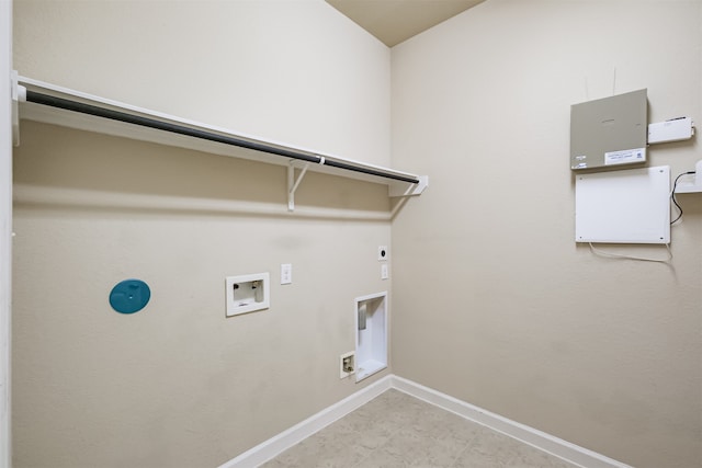 laundry room featuring electric dryer hookup and washer hookup