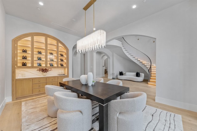 dining space featuring light hardwood / wood-style flooring