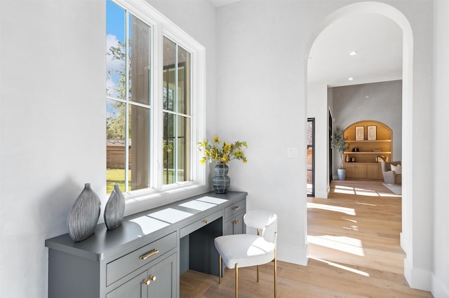 office space featuring light hardwood / wood-style flooring