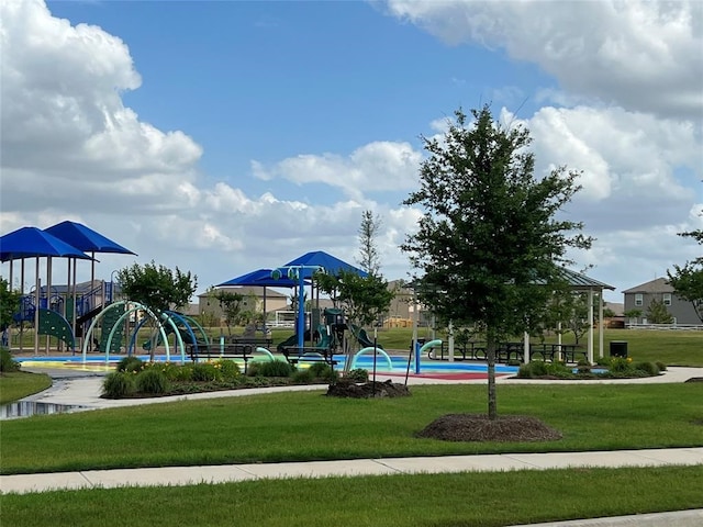 view of play area with a yard