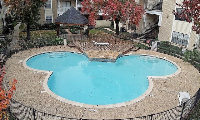 view of pool with a gazebo